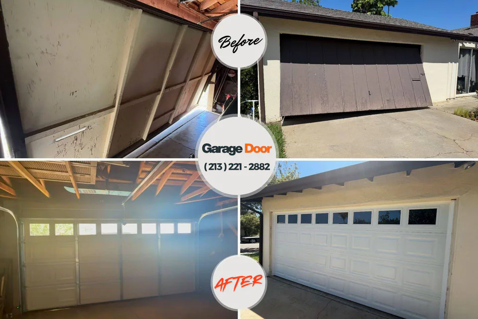Before and after: garage door repair Manchester Center, VT